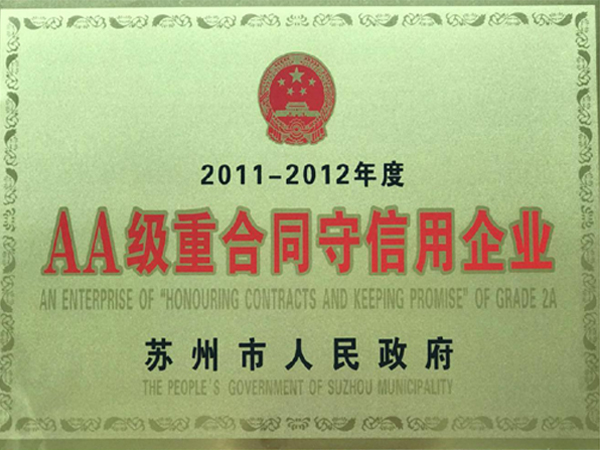 AA級重合同守信用企業